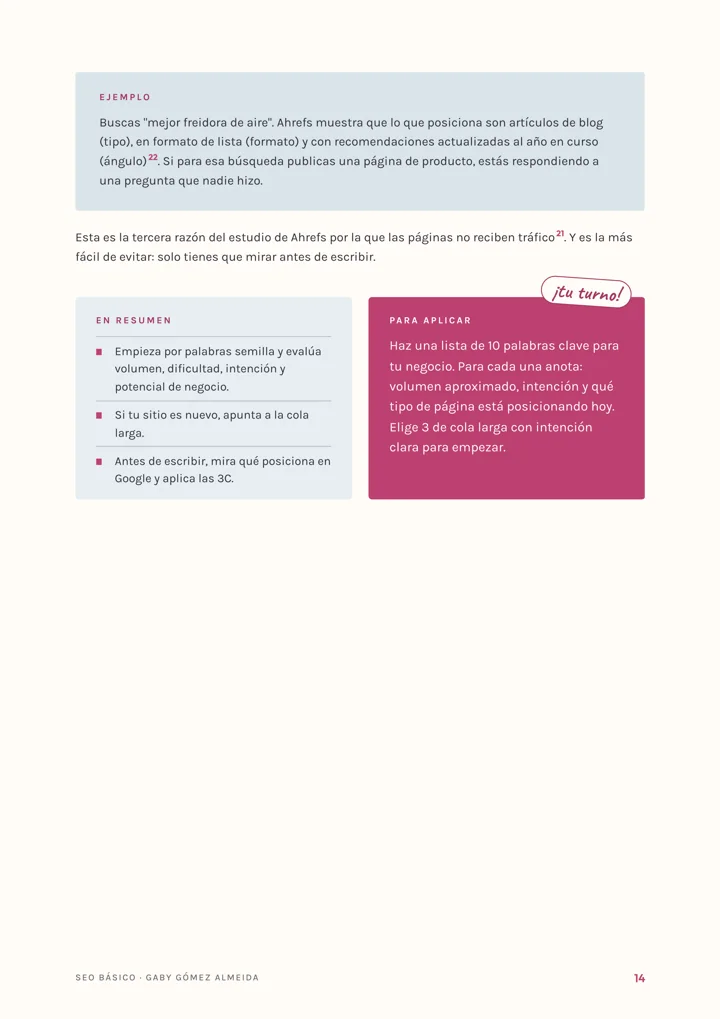 Página interior con el resumen del capítulo y la tarea para aplicar