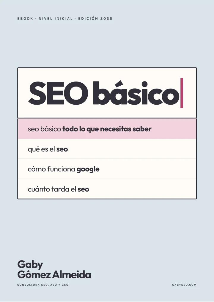 Portada del ebook SEO básico: todo lo que necesitas saber, de Gaby Gómez Almeida